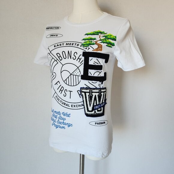 First Row Grade School Patch Graphic Tee Shirt Short Sleeve White Youth Unisex - Picture 4 of 12